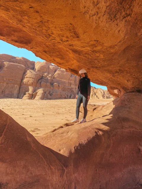 arch in the white desert Wadi Rum Magic Tours